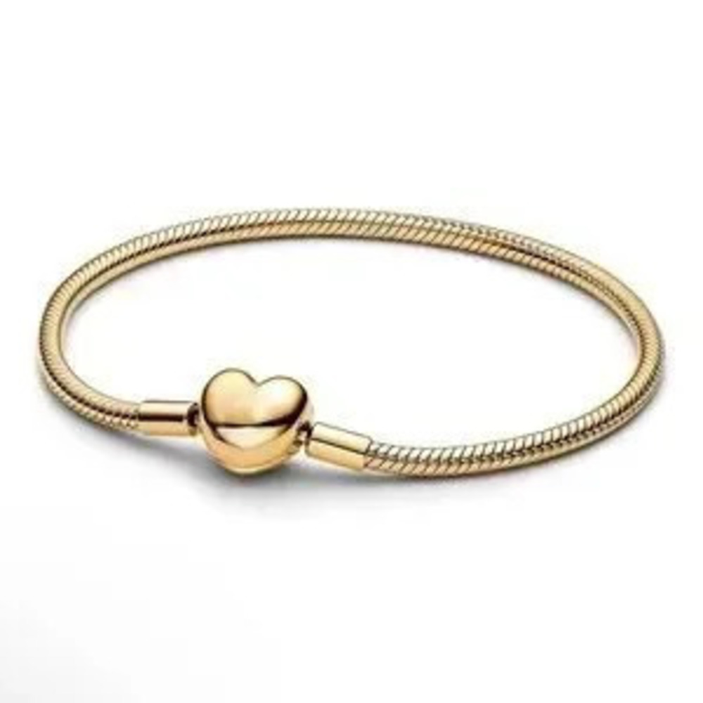 Womens Heart Clasp Snake Chain Bracelet 7.8